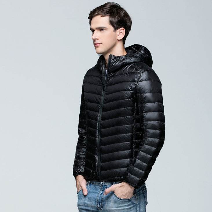 Autumn and winter new men's down jacket large size casual short paragraph collar thin men's down jacket - Mubimart