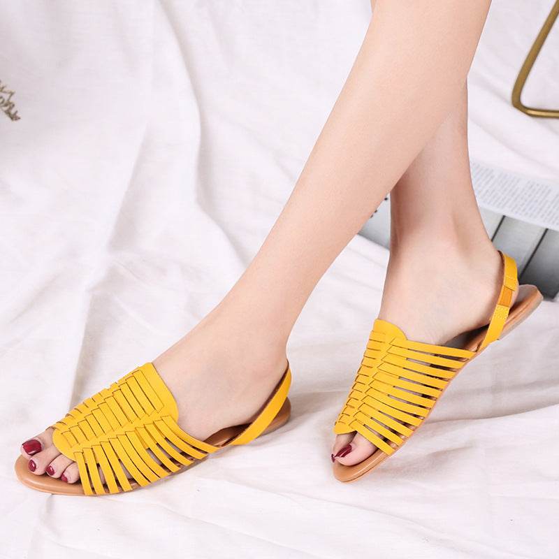 Women's hollow flat sandals - Mubimart