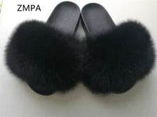 Fox fur slippers flip flops - Mubimart