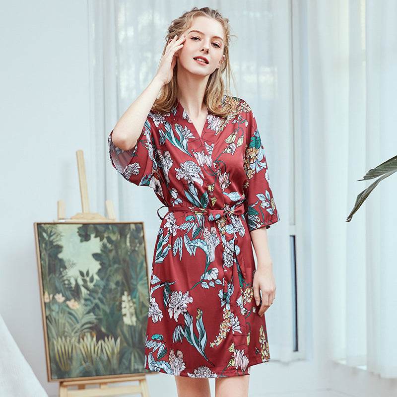 Short silk nightgown - Mubimart