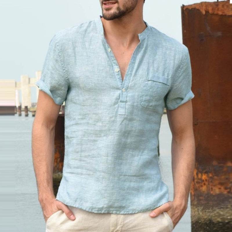 Casual linen polo shirt - Mubimart