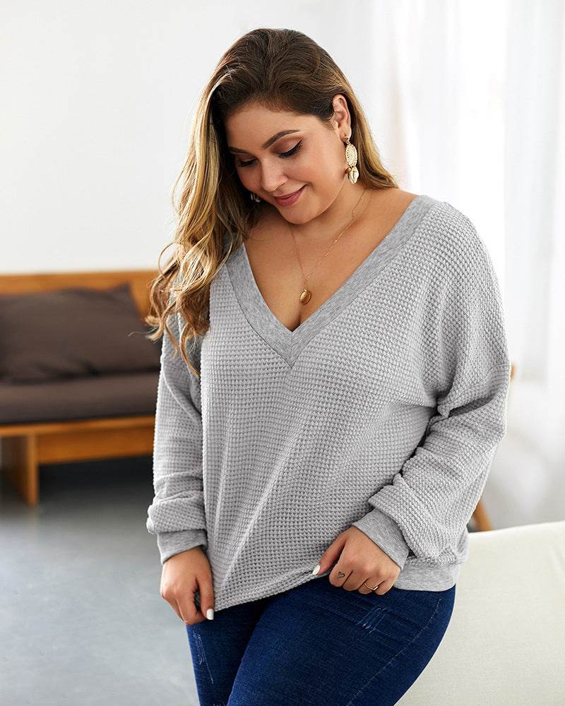 fat lady Autumn Blouses Women knitted shirts - Mubimart