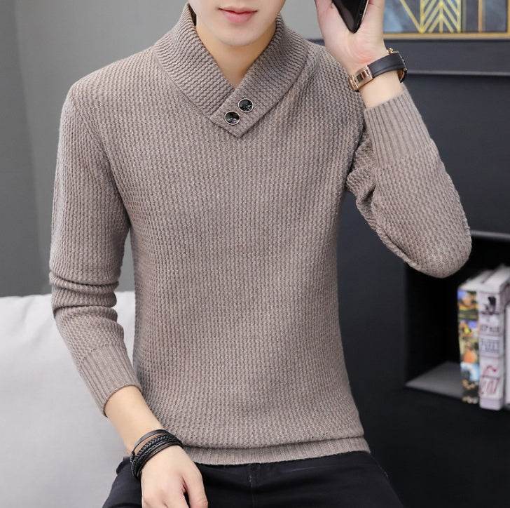 Lapel pullover sweater - Mubimart