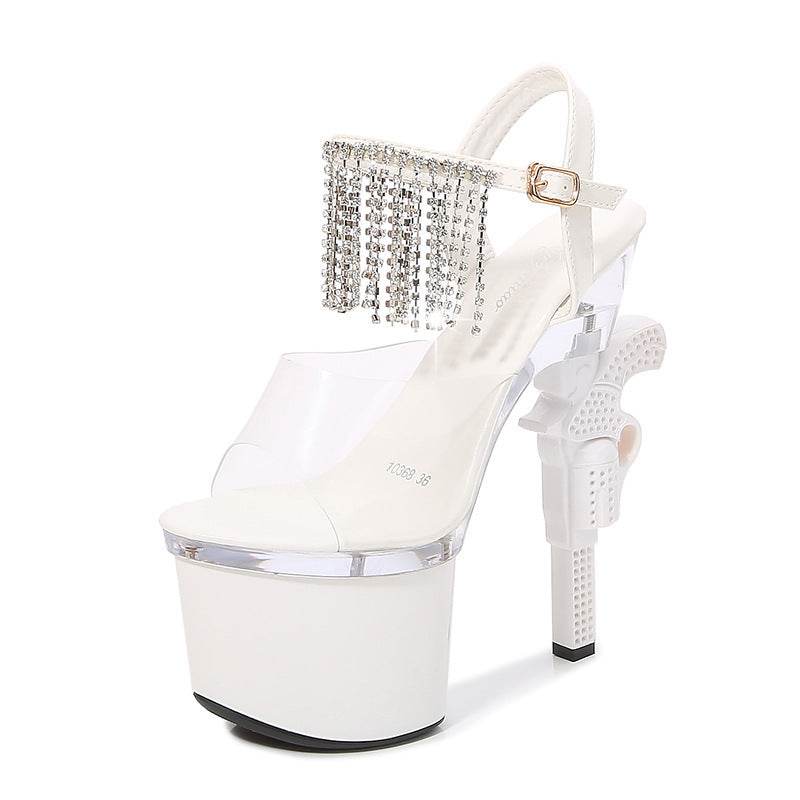 Muffin Sandals Super High Heels Transparent High Heels - Mubimart