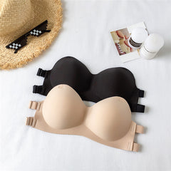 Invisible Strapless Gathered Bra - Mubimart - Strapless bra 