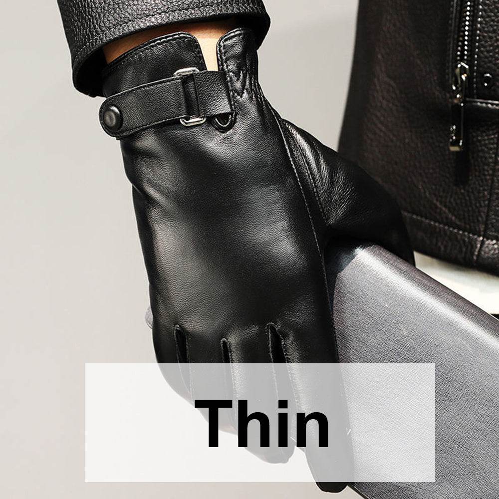 Leather Gloves Men's Winter Warm Sheepskin - Mubimart