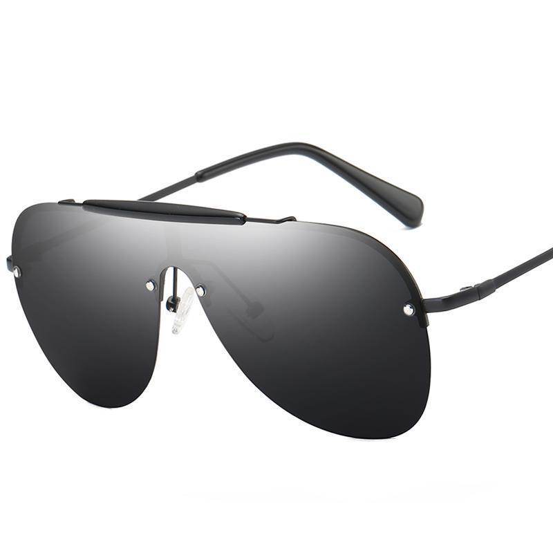 New Sunglasses Fashion One-Piece Large Frame Sunglasses Aviator Men's Sunglasses - Mubimart