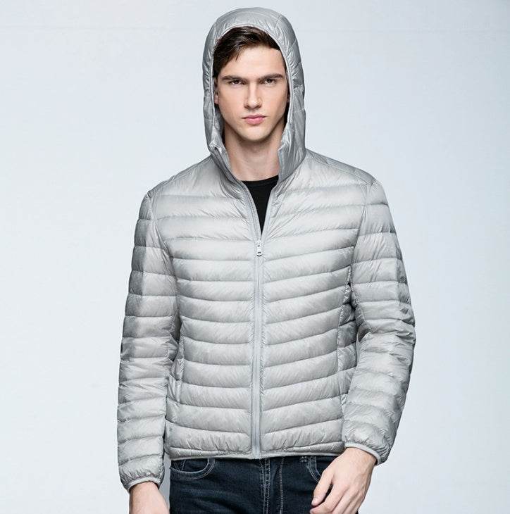 Autumn and winter new men's down jacket large size casual short paragraph collar thin men's down jacket - Mubimart