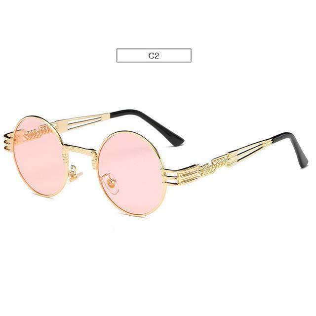 Gold Metal Fashion John Lennon Round Sunglasses Steampunk Sunglasses Mens Womens Retro Vintage Coating Mirrored Eyewear Shades - Mubimart