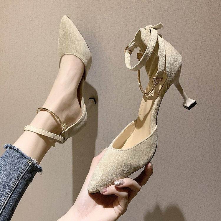 Hollow metal high heels - Mubimart