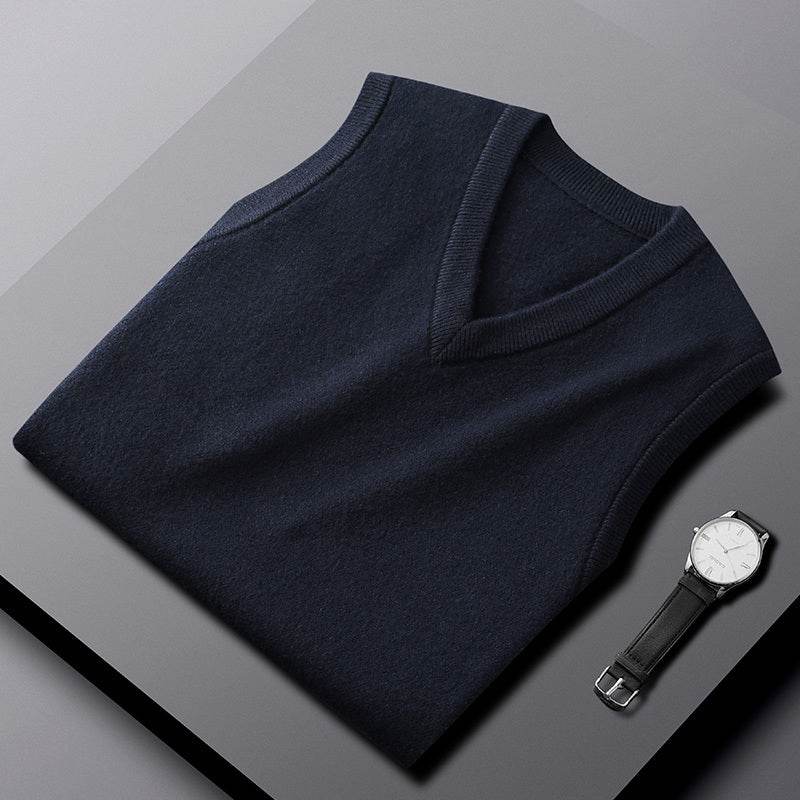 Fashion Cashmere Vest Men's Sleeveless Sweater - Mubimart