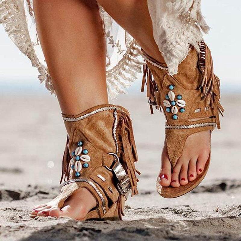 Beaded Roman sandals women - Mubimart