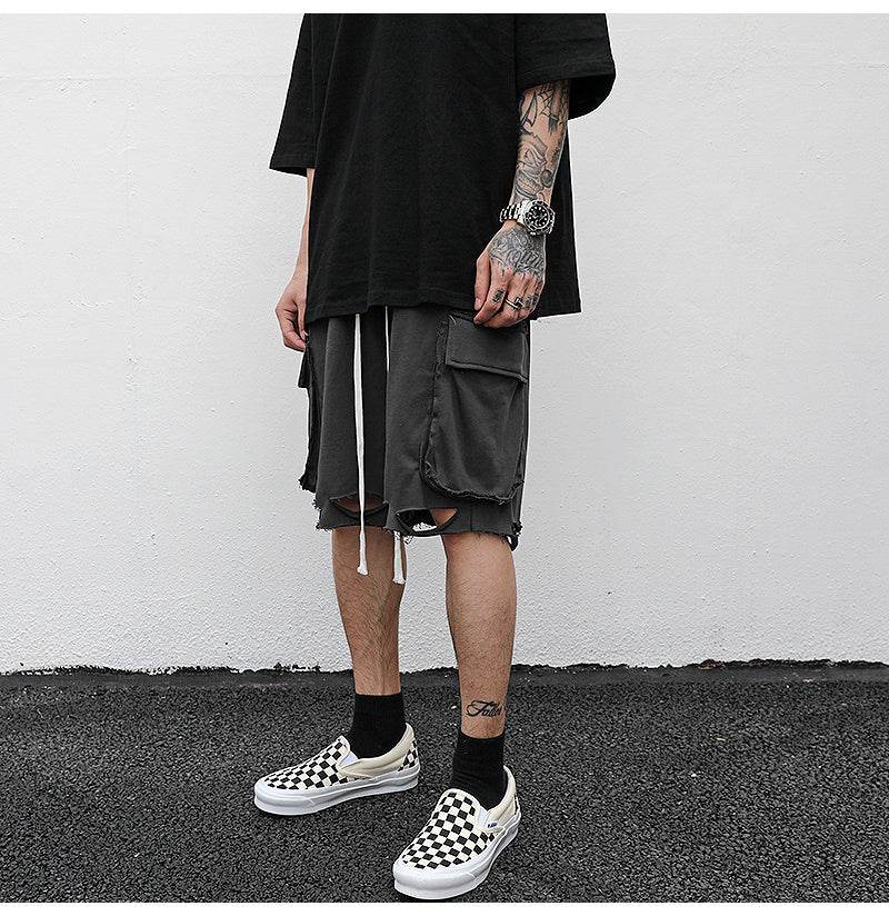 Distressed Cargo Shorts - Mubimart