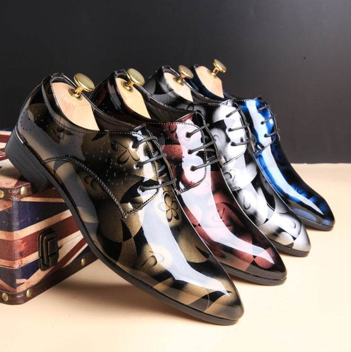 Men's shoes, large size, business casual shoes, men's shoes, bright leather, men's shoes, dress shoes - Mubimart
