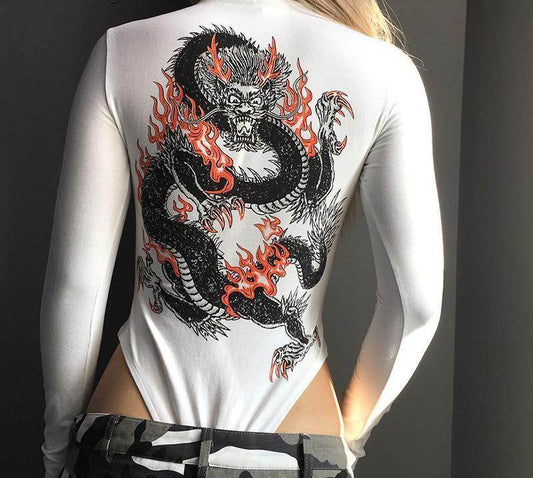 DRAGON FLAME BODYSUIT - Mubimart