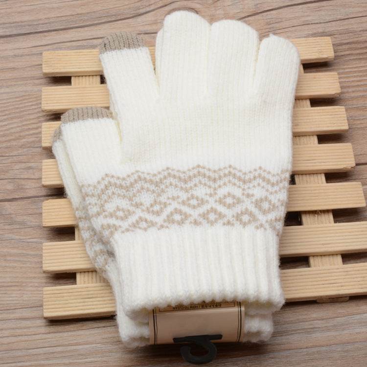 Couple knitted gloves touch screen gloves - Mubimart
