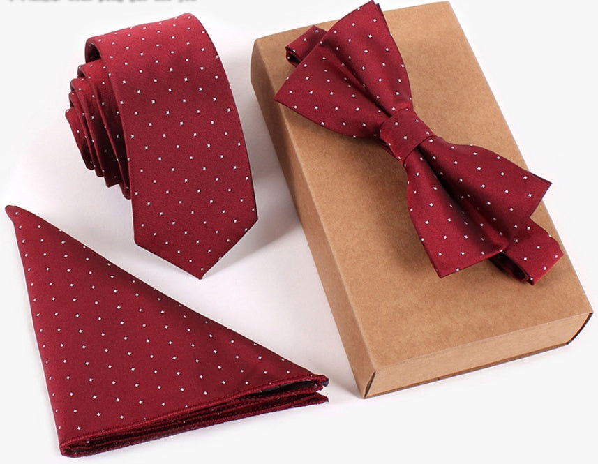 Slim Necktie Set Men Three-piece bow tie