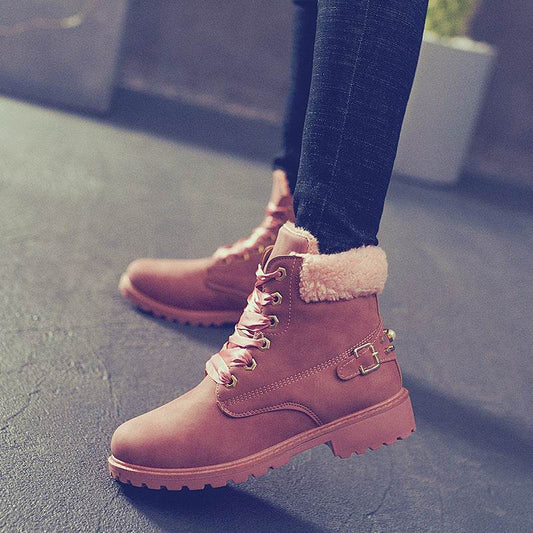Plus velvet warm short boots rivet women boots - Mubimart