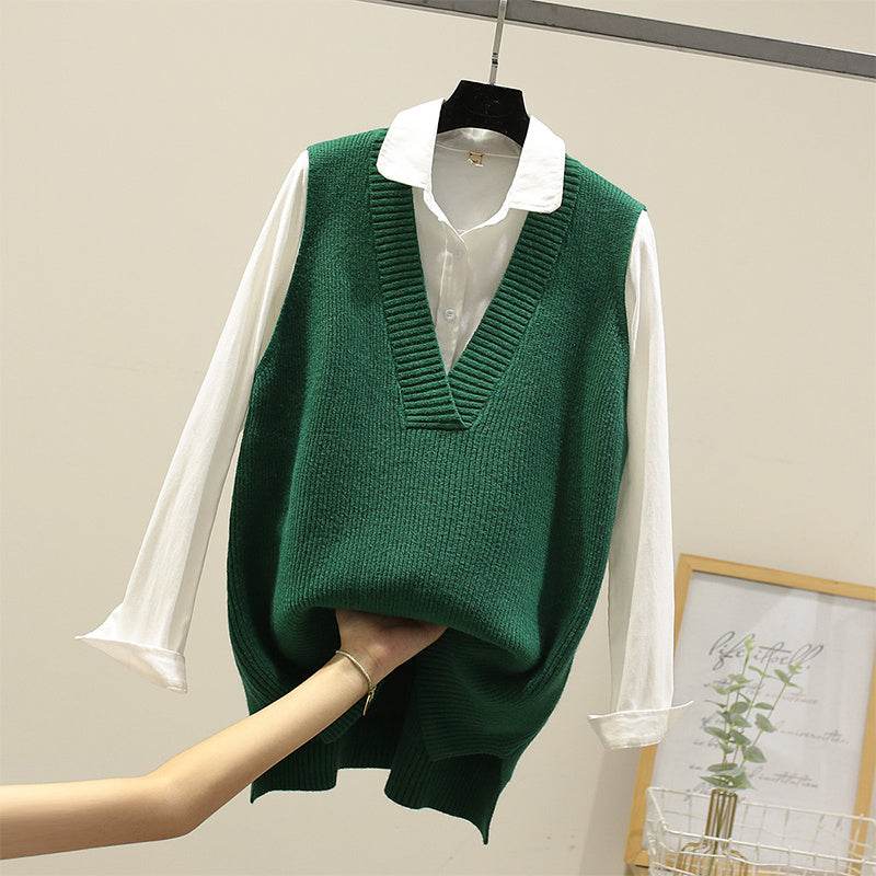 Knitted vest sweater vest - Mubimart