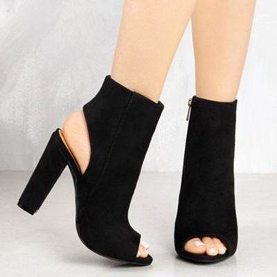 High Heel Chunky Fishbill Booties - Mubimart