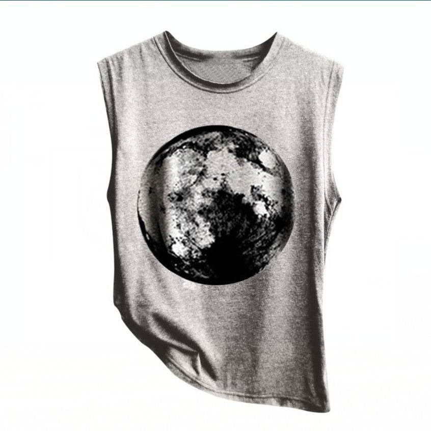 Women girl moon erath tank top - Mubimart