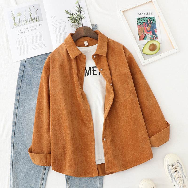 Loose long sleeve shirt jacket - Mubimart