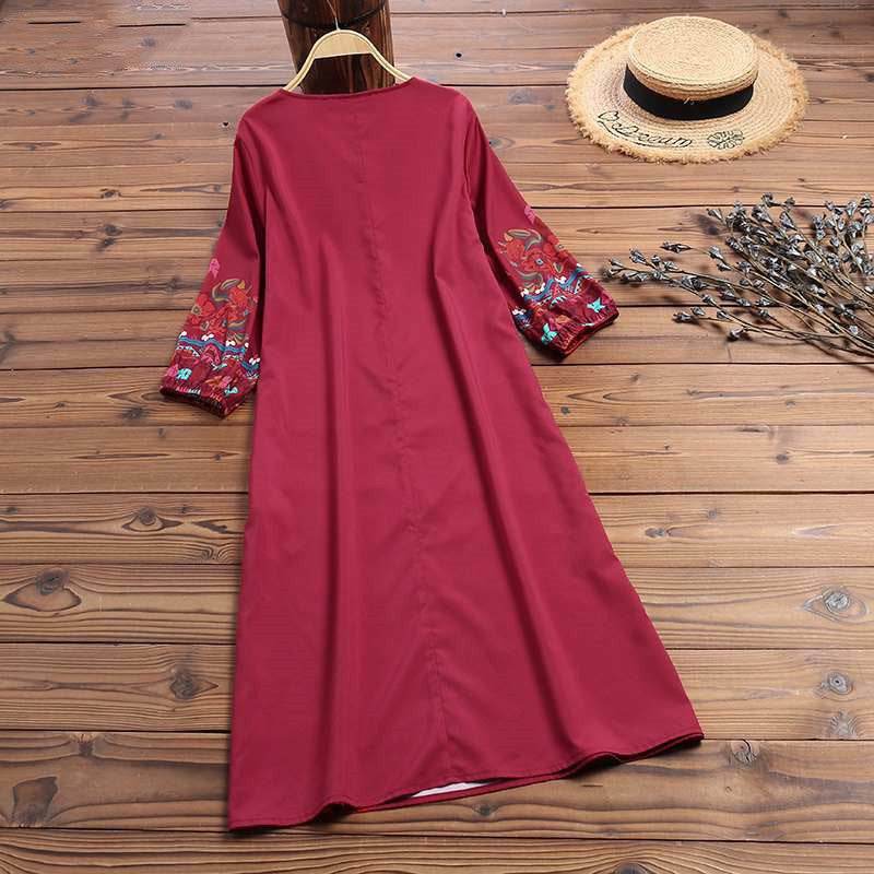 Printed casual tunic dress bohemian - Mubimart