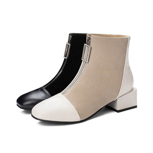 Versatile women's square toe boots - Mubimart