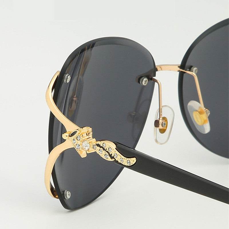 Pink Foxes Rhinestone Oversized Sunglasses - Mubimart