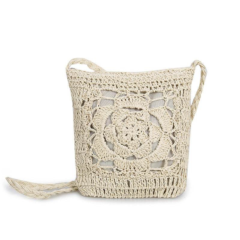Bohemian Woven Hollow Out Beach Bag Women Crochet Fringed Straw Clutch Handmade Day Clutches Knitting Weave Boho Summer Bag Z70 - Mubimart
