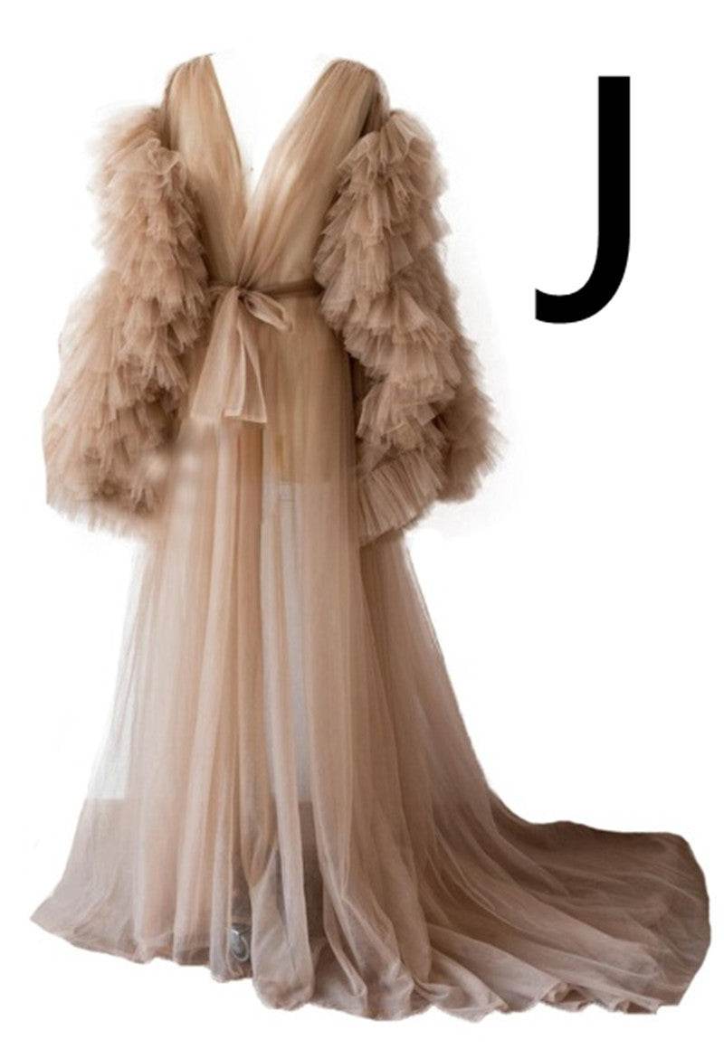 Long Tulle Robe For Pregnant Women - Mubimart