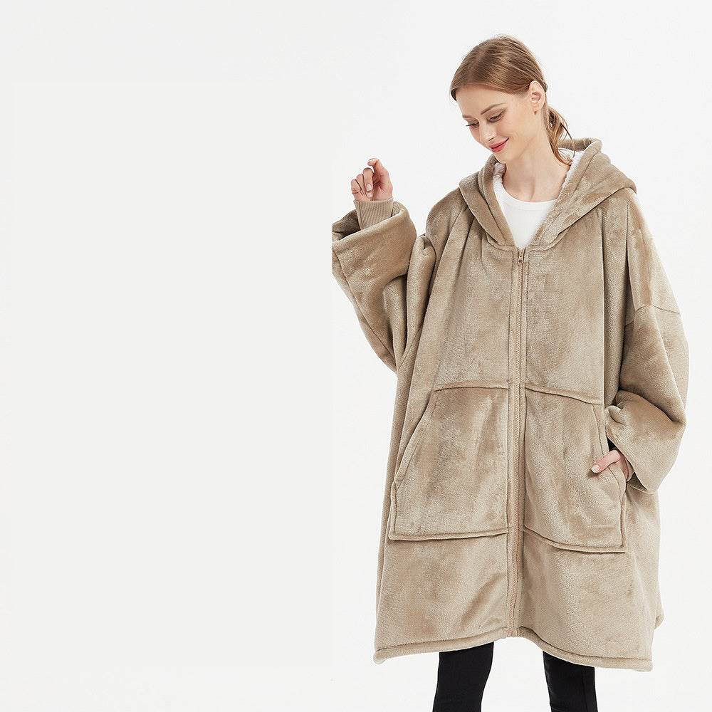 Plus Size Robe Winter Wearable Blanket Sweatshirt Women Men Warm And Cozy Giant Blanket Hoodie Home Clothes - Mubimart