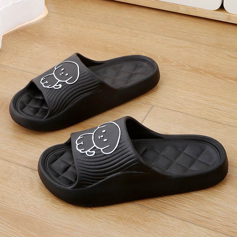 Cute Cartoon Dog Slippers Summer Solid Color Non-slip Rhombus Bathroom Slipper Indoor House Shoes For Men Women Couples - Mubimart