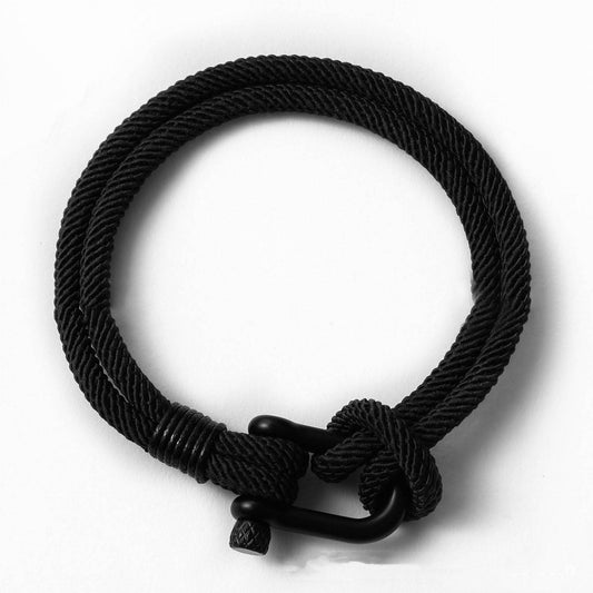 Mens Fashion Personality Horseshoe Buckle Woven Bracelet - Mubimart