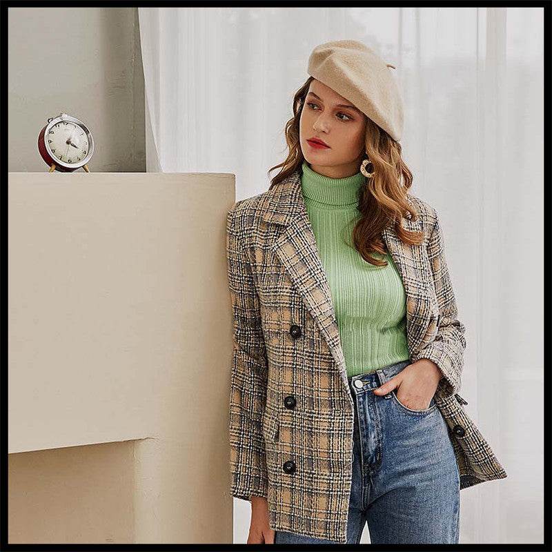 Double-breasted check blazer - Mubimart