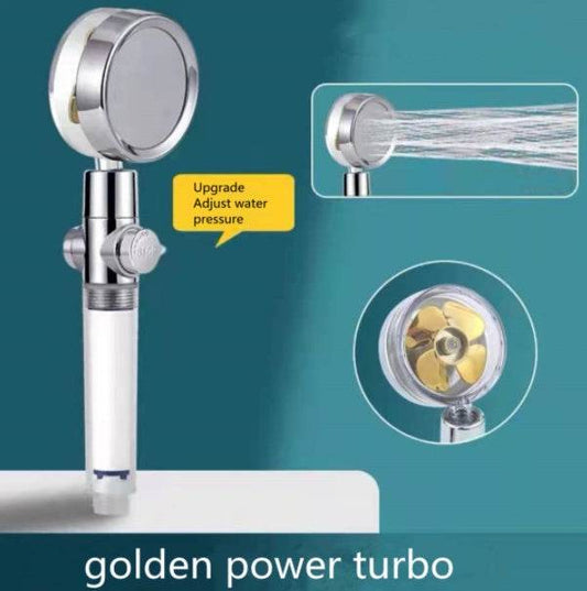 Shower Head Water Saving Flow 360 Degrees Rotating With Small Fan ABS Rain - Mubimart