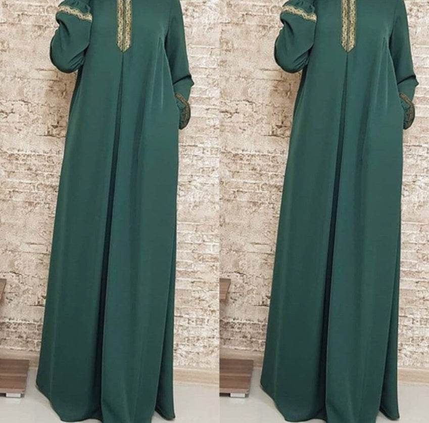 Women Plus Size Print Abaya Jilbab Muslim Maxi Dress - Mubimart