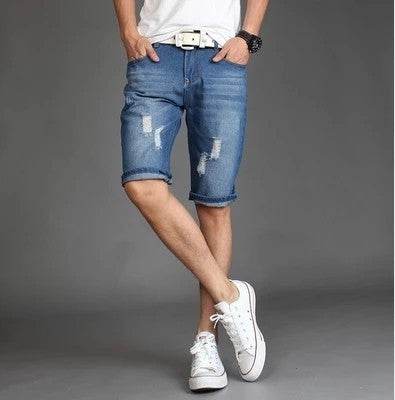 beach shorts men's denim shorts - Mubimart
