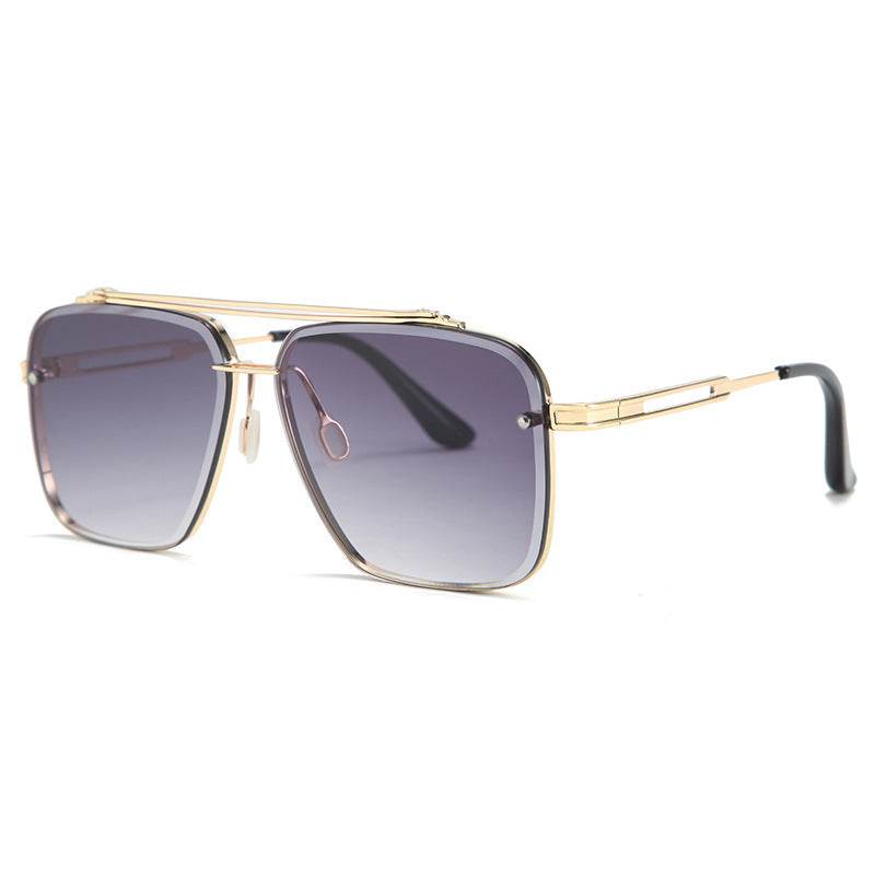 Mens Fashion Double Beam Cut Edge Sunglasses - Mubimart