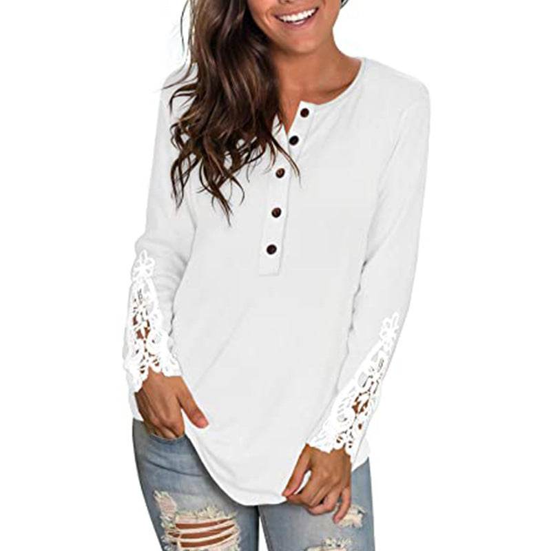 Fashion Lace T-shirt Top For Women - Mubimart