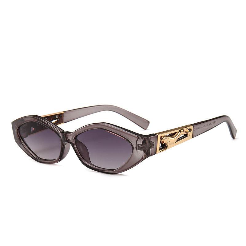Angular Cat-eye Sunglasses, Modern Retro Temples In The Shape Of A Jumping Cheetah - Mubimart