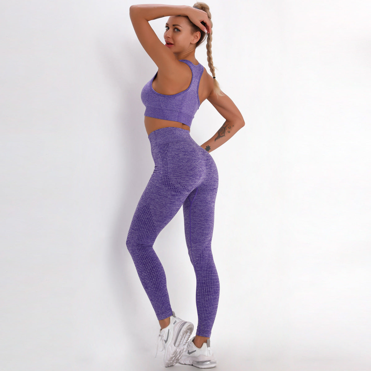 Seamless knitted yoga workout clothes - Mubimart -  