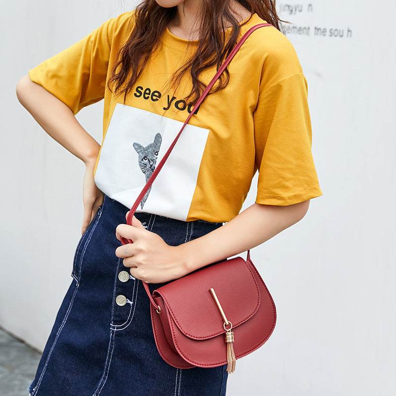 Shoulder bag tassel round bag women bag - Mubimart