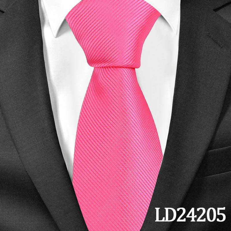 Pinstripe Classic Plain Polyester Tie Set Fashion 6cm Solid Color Linen Cotton Necktie Bright Ties Pin Clips Clasp Colourful For Men's Clothing Accessories - Mubimart