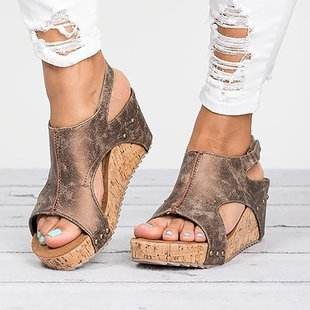 Roman Sandals Female Fish Mouth Thick Bottom Wedges Shoes Women - Mubimart