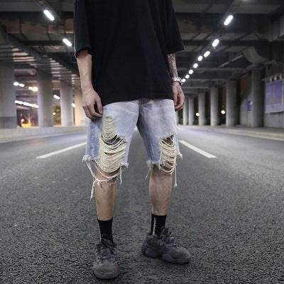 Hurricane loose denim shorts - Mubimart