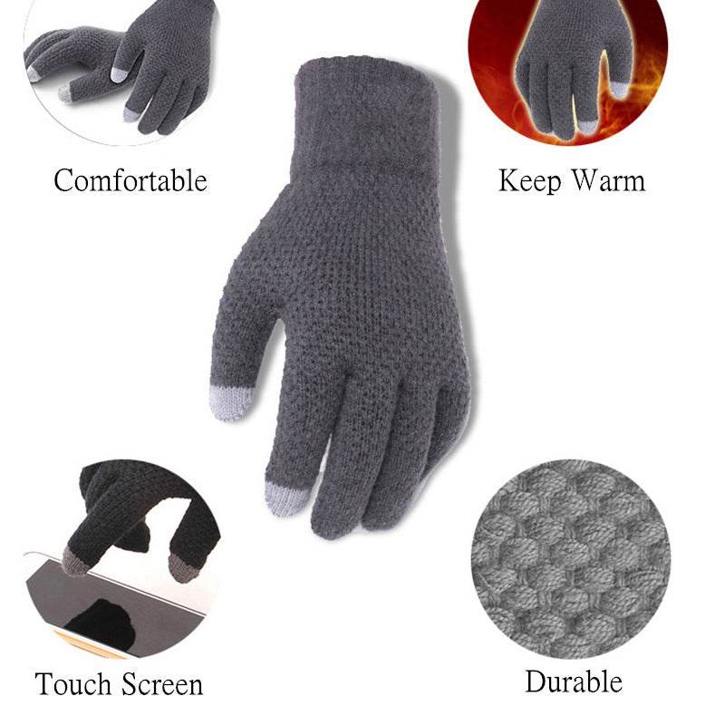 Warm knitted gloves for men in winter - Mubimart
