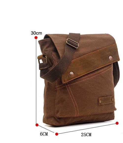 Canvas bag men and women vertical crossbody bag shoulder bag retro - Mubimart