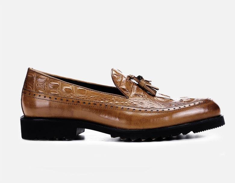 Men's dress shoes tassels Brock carved shoes - Mubimart