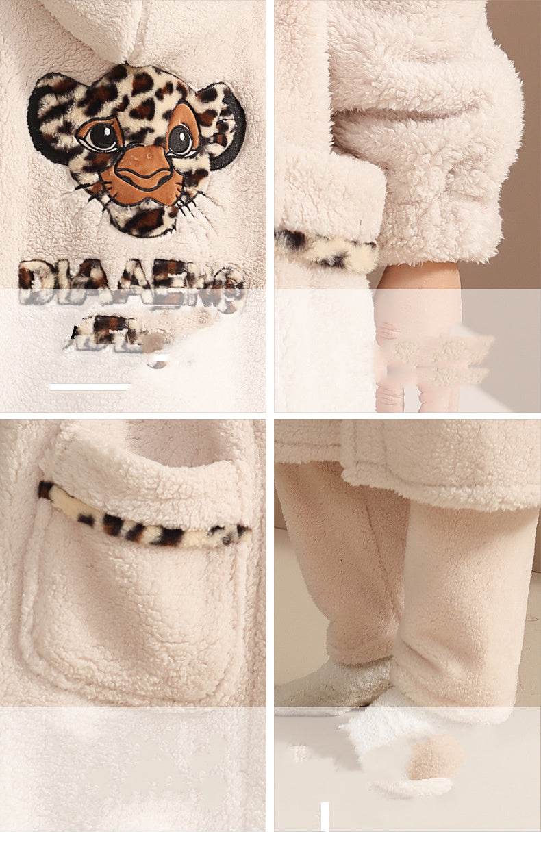 Korean Hooded Warm Female Long Robe Pajamas Plus Velvet - Mubimart